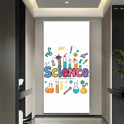 Chemistry Lab Door Cover Backdrop – Science Experiment Party Decoration & Photography Props with Laboratory Equipment Theme
