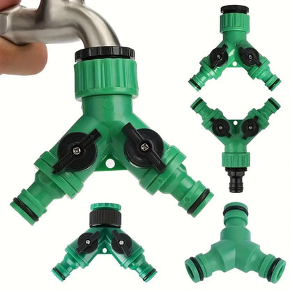 Y-Shaped Garden Hose Connector - Two-Way Faucet Diverter Adapter for Household Watering & Outdoor Use