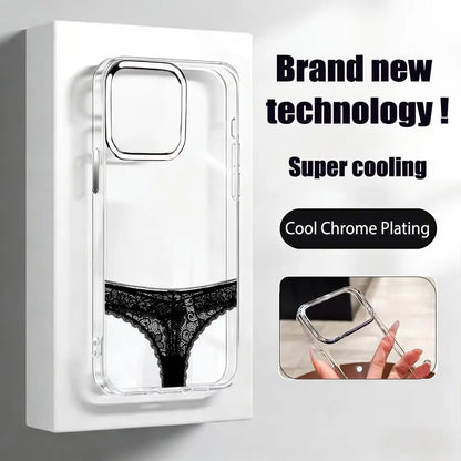 Funny Pattern iPhone Case - Transparent Protective Cover with Chrome Button & Camera Ring