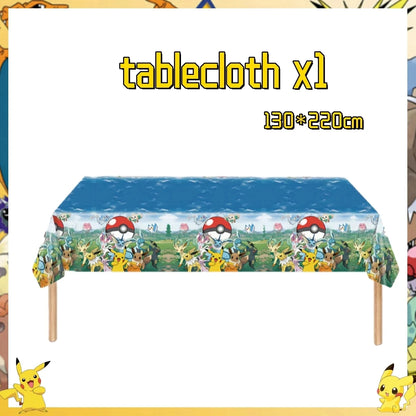 Pokemon Pikachu Tablecloth — Disposable Birthday & Baby Shower Party Table Cover, Kids Party Supplies