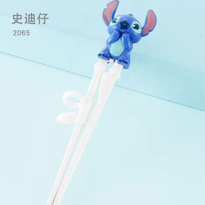 Disney Kids Tableware Set — Lightning McQueen, Mickey, Minnie, Stitch & Princess Elsa Training Chopsticks and Spoons