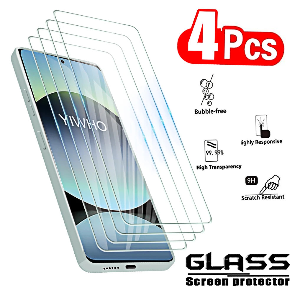 4 Pack Tempered Glass Screen Protector for Xiaomi Redmi Note 14/13/12/11/10 Pro 4G/5G Full Cover Front Protective Film