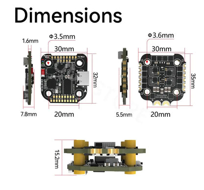 SpeedyBee F405 Mini 20x20 Stack — BLS 35A Flight Controller + BLS 35A Mini V2 4-in-1 ESC for FPV Racing Drones