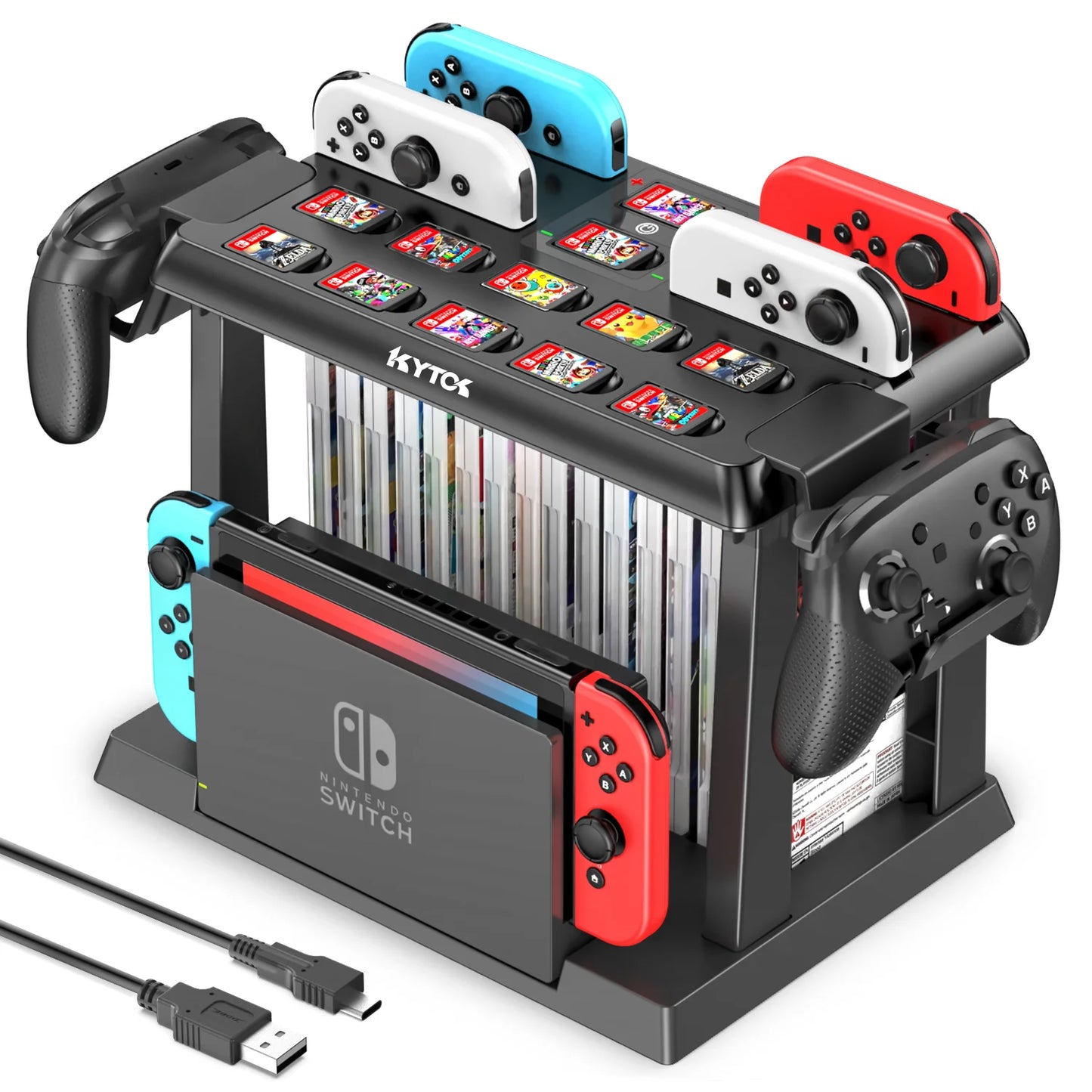 OIVO Switch Joy-Con Charger & Game Storage Tower – Pro Controller Holder for Nintendo Switch OLED Dock Station