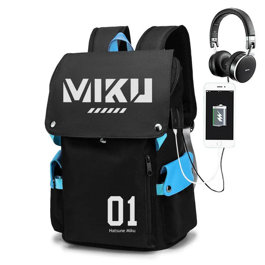 Hatsune Miku Anime School Backpack – Large Capacity Student Bag for Primary, Junior & High School Boys Gift