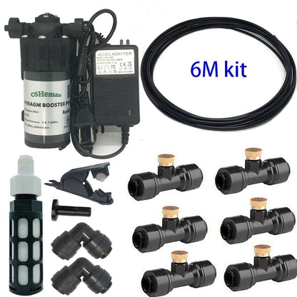 DIY Quiet Misting Cooling Kit – DC24V Pump Fog Nozzle Sprayer System for Patio, Garden, Greenhouse & Backyard Cooling