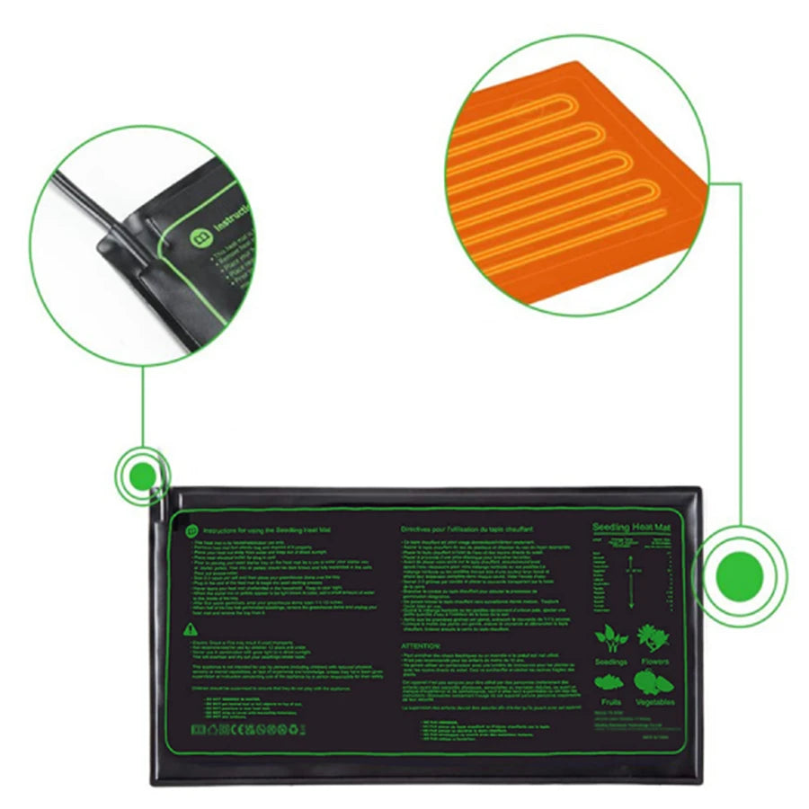 Upgraded Waterproof Seedling Heat Mat – 3 Sizes Heat Pad with 20℃-45℃ Digital Thermostat for Hydroponic Germination