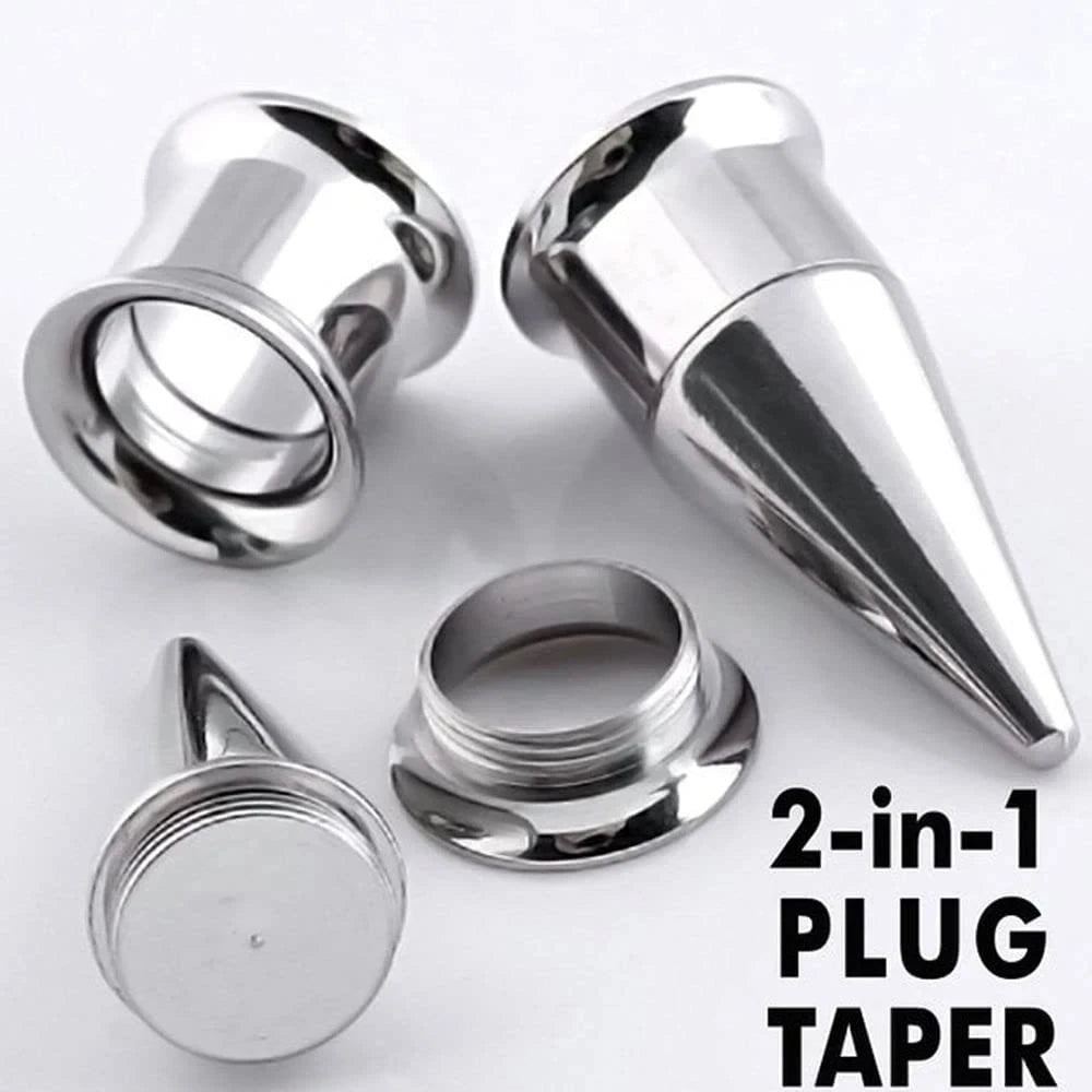 Ear Stretcher Kit — 11mm Surgical Stainless Steel Ear Plugs, Expander Gauges & Flesh Tunnel Body Jewelry