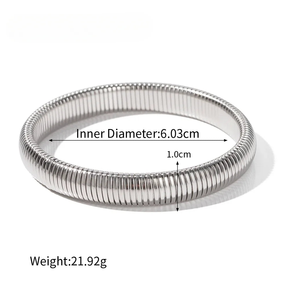 Stainless Steel Flex Snake Chain Cuff Bracelet – 18k Gold Plated Wide Bangle Fashion Jewelry for Women Gifts
