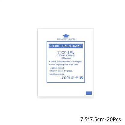 20PCS 8-Layer Sterile Cotton Gauze Pads - Waterproof Medical Wound Dressing, First Aid Supplies 5/7.5/10cm