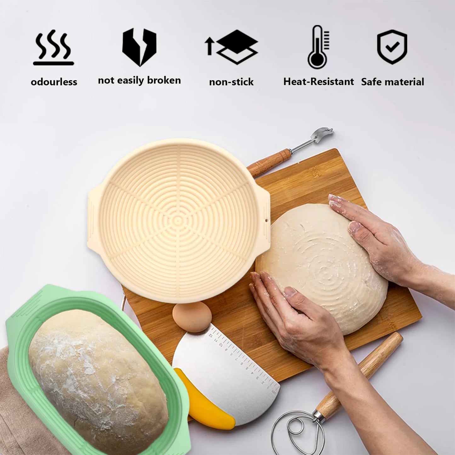 Collapsible Silicone Bread Proofing Basket – Non-Stick Fermentation Basket for Sourdough and Various Bread Baking