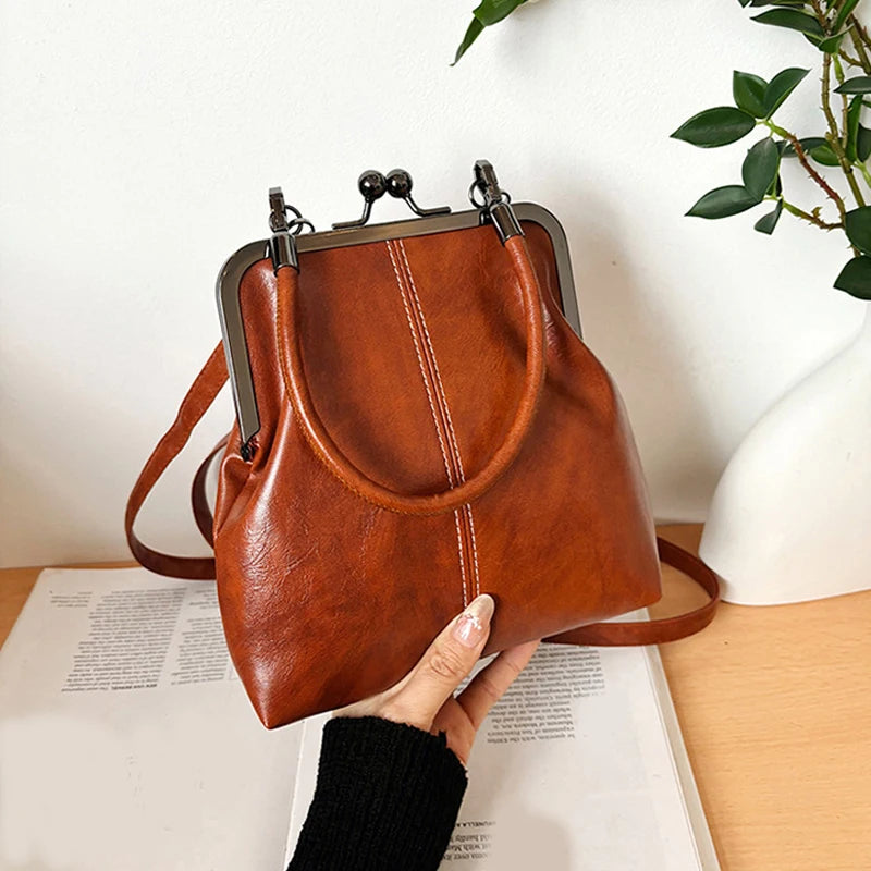 Vintage Brown Women’s Handbag – PU Leather Designer Shoulder & Crossbody Bag