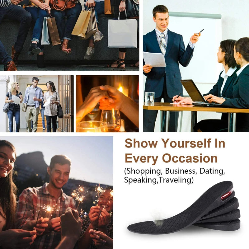 Height Increase Insoles with Air Cushion – Elevator Shoe Inserts for Men & Women, Adjustable 3-9cm Taller Footwear Lifts