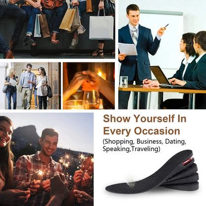 Height Increase Insoles with Air Cushion – Elevator Shoe Inserts for Men & Women, Adjustable 3-9cm Taller Footwear Lifts