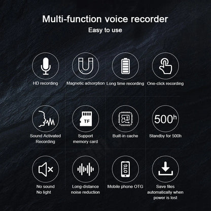 Mini Voice Activated Digital Recorder – Portable 500-Hour Professional Sound Dictaphone, Small Audio Recording Device