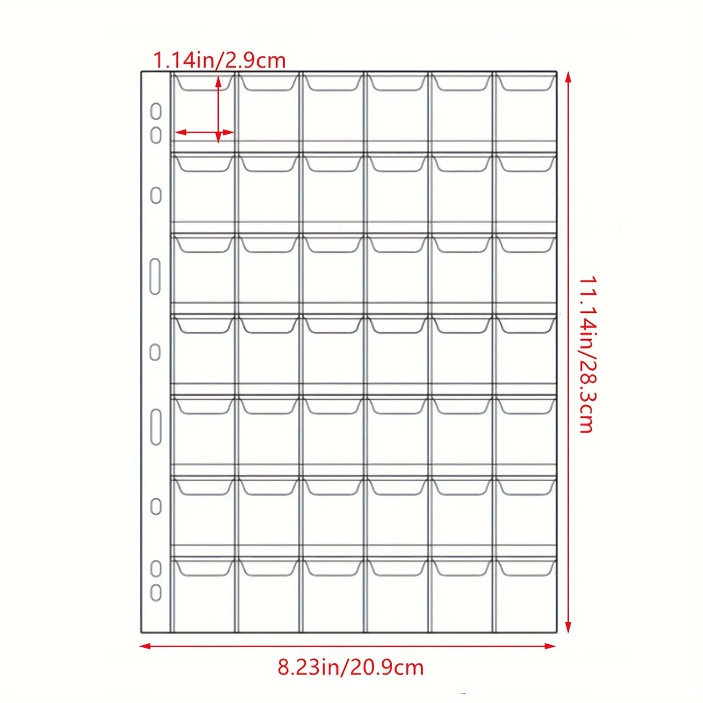 42 Pocket Coin Collection Pages - 9 Hole Coin Sleeves for Collectors, Stamps, Badges & Hobby Storage