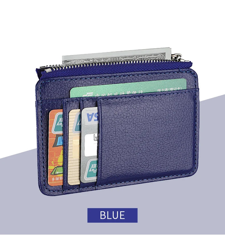 Mini Credit Card Wallet for Men – Slim ID Holder with Zipper, Small Sleeve-Style Short Coin Wallet