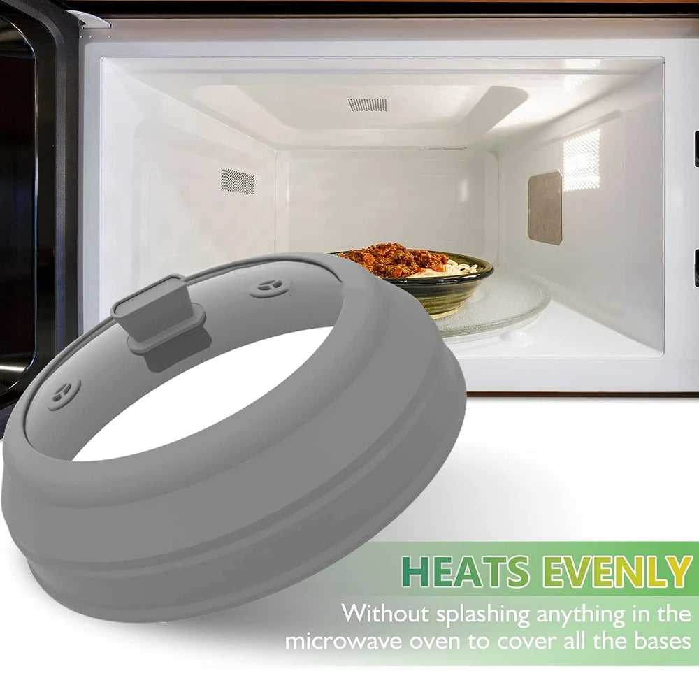 10.5-Inch Glass Microwave Splatter Cover with Foldable Silicone Splash Guard - Food Plate Cover