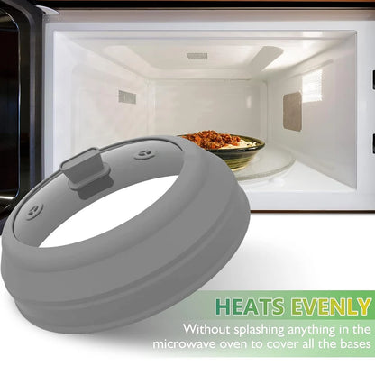 10.5-Inch Glass Microwave Splatter Cover with Foldable Silicone Splash Guard - Food Plate Cover