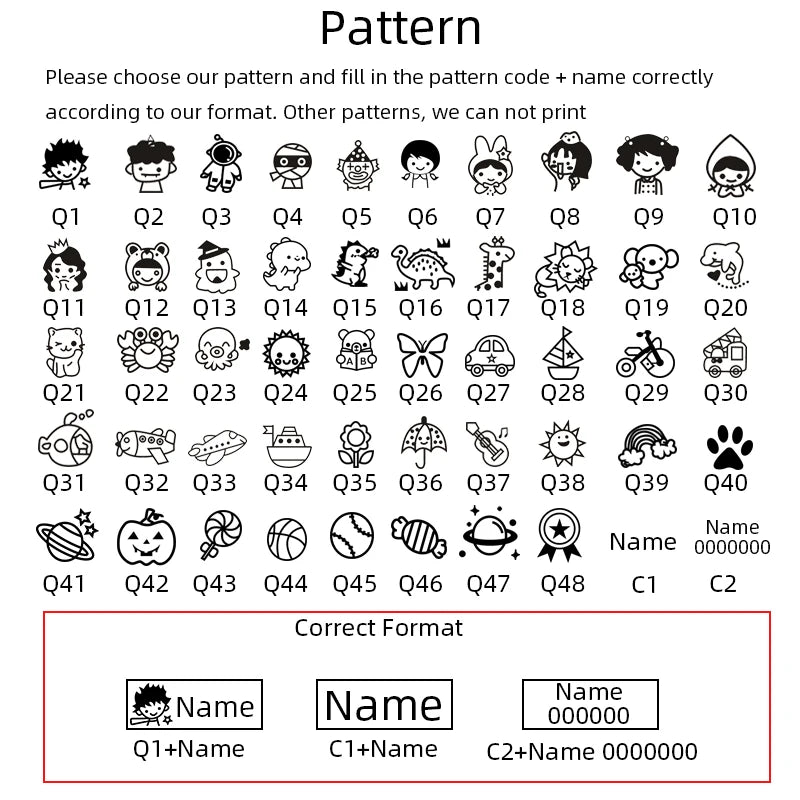 Custom Children’s Name Seal – Double-Layer Black & White Ink Stamp, Waterproof Name Sticker for School & Kindergarten