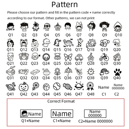 Custom Children’s Name Seal – Double-Layer Black & White Ink Stamp, Waterproof Name Sticker for School & Kindergarten