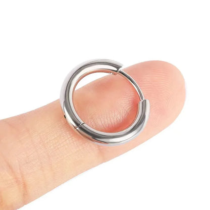Tiny Stainless Steel Hoop Earrings - 8-20mm Dainty Round Ear Buckle Piercing Jewelry for Women & Men