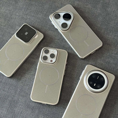 Metallic Heat Dissipation Mesh Phone Case - MagSafe Magnetic Hard Thin Cover for iPhone 11-17 Series