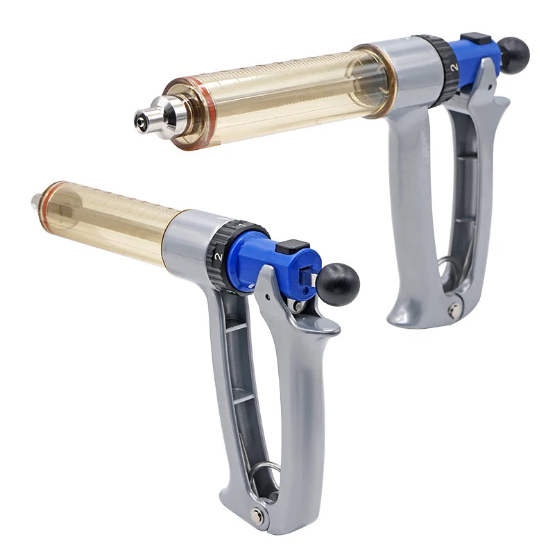 25ml/50ml Adjustable Veterinary Syringe — Semi-Automatic Continuous Vaccine Injector for Chickens, Sheep & Horses