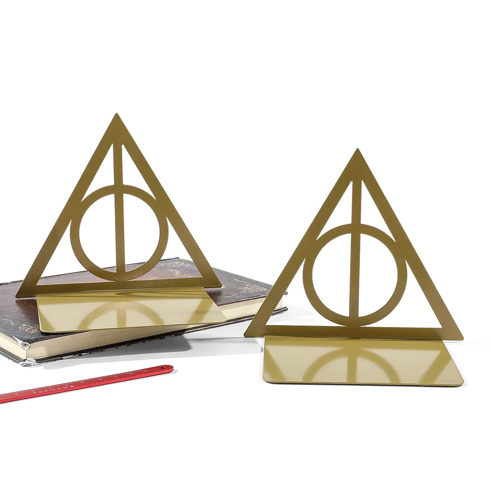 Triangle Metal Bookend – Heavy-Duty Iron Bookend for Desktop Organization, Home & Office Use