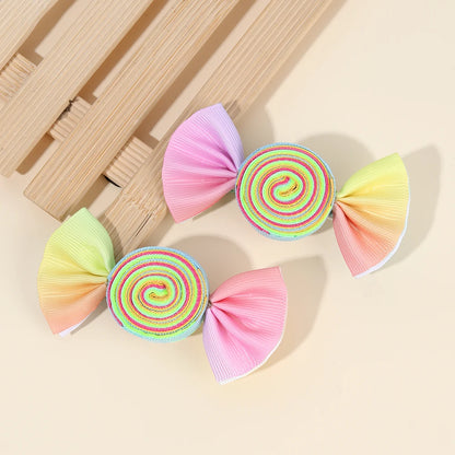 2-Piece Candy Bow Hair Clips – Sweet Strawberry & Heart Print Barrettes for Girls & Kids