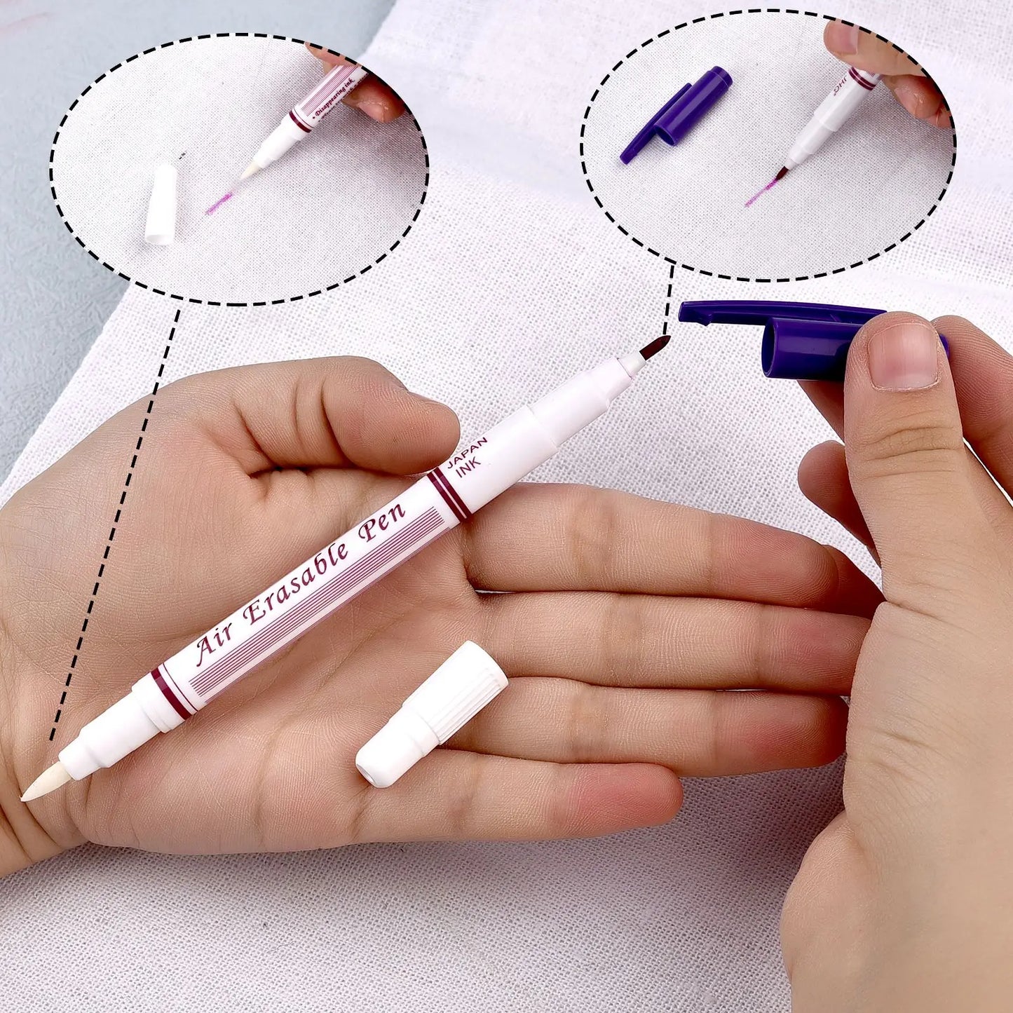 Disappearing Fabric Marker Pen Set - Erasable Ink for Cross Stitch, Tailor's Quilting, and Dressmaking Sewing Tools (1/3pcs)