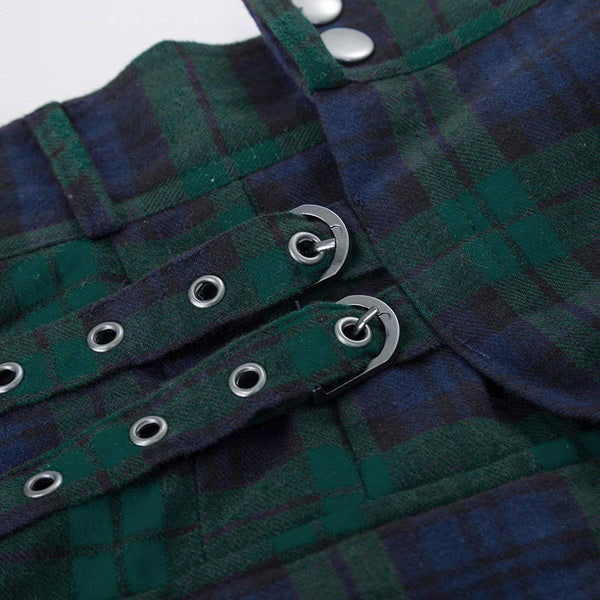 Men's Tartan Kilt Skirt – Traditional Highland Utility Kilt with Pockets, Gothic Punk Vintage Style