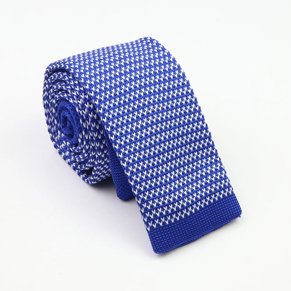 Classic Knit Neck Tie for Men — 6cm Plaid & Dots Casual Business Wedding Tie