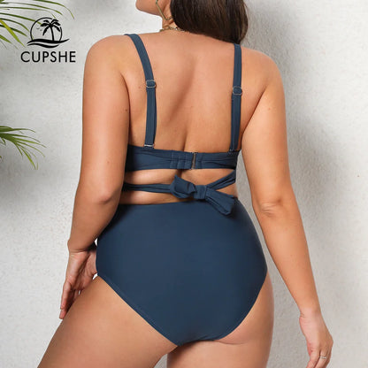 Cupshe Plus Size Wrap Tie High Waist Bikini Set – Women’s Large Size 3XL Two-Piece Swimwear Beach Bathing Suit