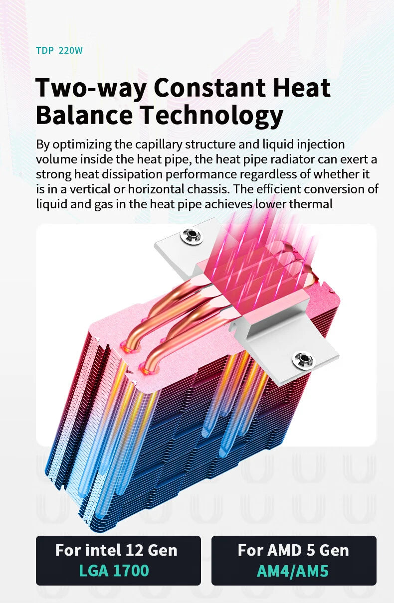 DEEPCOOL AG400 ARGB CPU Air Cooler — 4 Heat Pipe PWM Cooler for Intel LGA1700/1200/115X/1151/1155 & AMD AM4/AM5