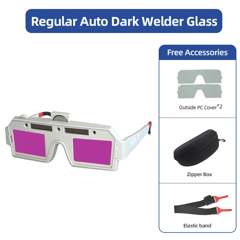 Auto-Darkening Welding Goggles - Solar Powered MMA TIG MIG Arc Welding Safety Glasses