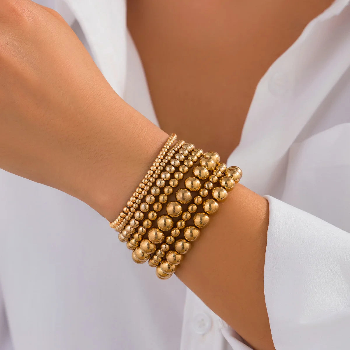 Boho Handmade Beaded Star Bracelet Set — Retro Gold Metal Bracelets for Women, Girly Charm Fashion Jewelry