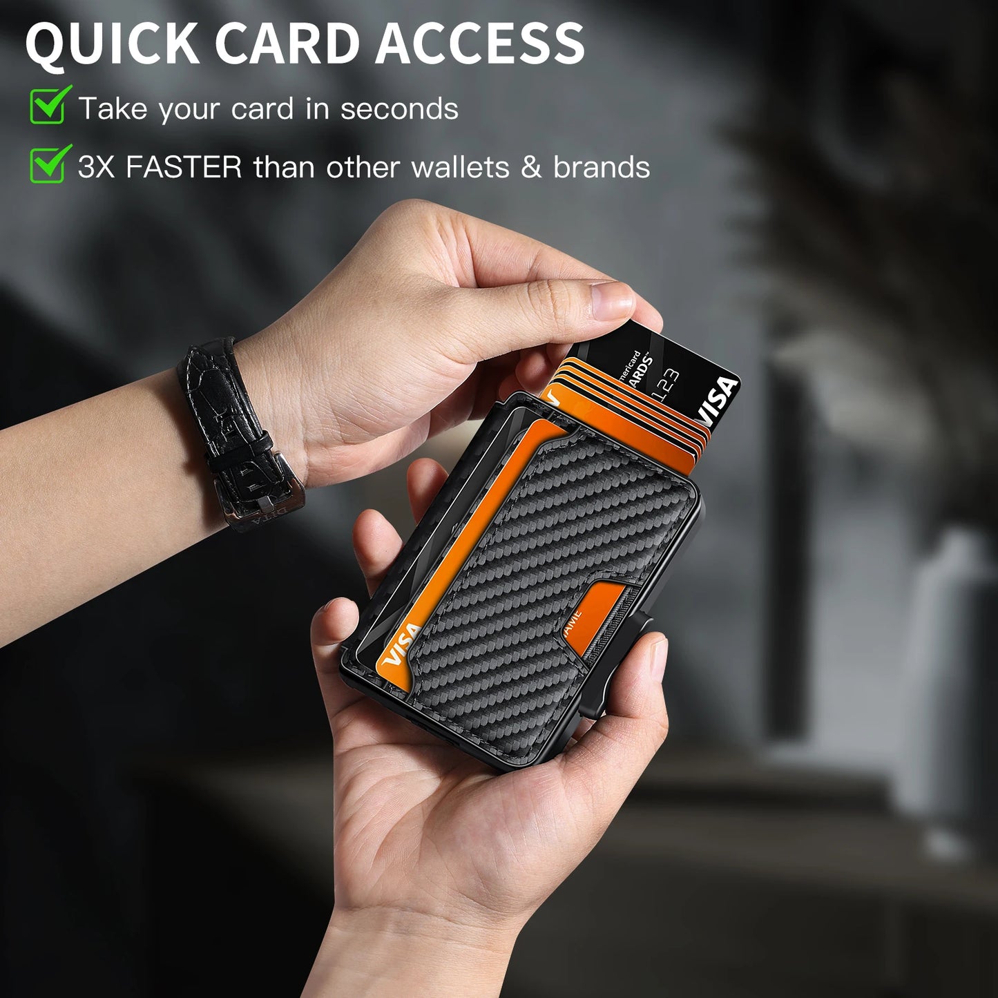 RFID Blocking Men’s Slim Pop-up Wallet – Minimalist Bifold Credit Card Holder