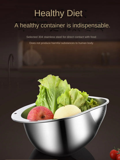 Stainless Steel Rice Washer Strainer Bowl – Multi-Purpose Rice, Fruit & Vegetable Sieve for Kitchen Use
