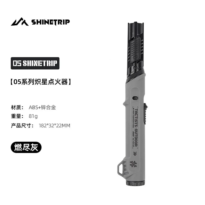 Foldable Nozzle Outdoor Gas Lighter - Windproof Dark Blue Flame with Safety Lock for Camping