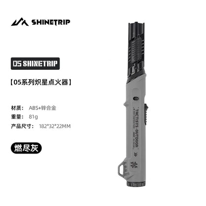 Foldable Nozzle Outdoor Gas Lighter - Windproof Dark Blue Flame with Safety Lock for Camping