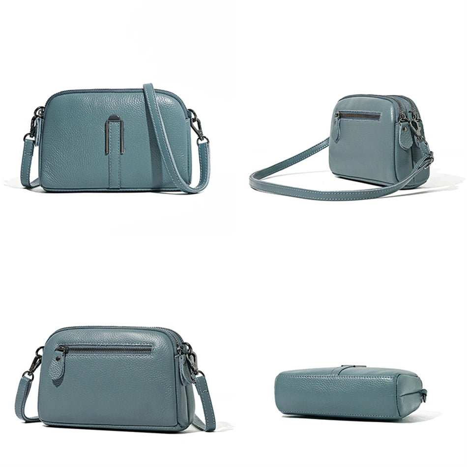 Luxury Genuine Leather Women's Crossbody Bag – Solid Color Shoulder Bag, Clutch & Messenger Purse
