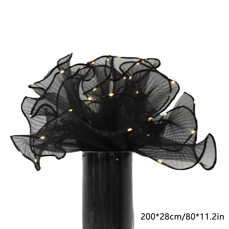 LED Flower Wrapping Paper – Lace Mesh Lighted Bouquet Packaging for Wedding, Birthday & Gift Decorations