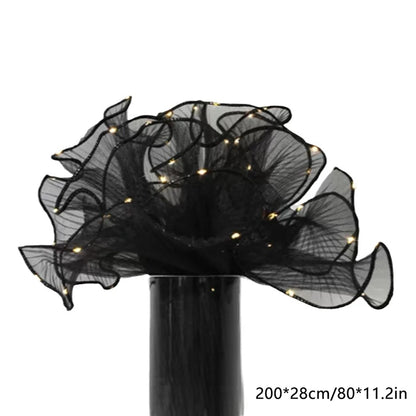 LED Flower Wrapping Paper – Lace Mesh Lighted Bouquet Packaging for Wedding, Birthday & Gift Decorations