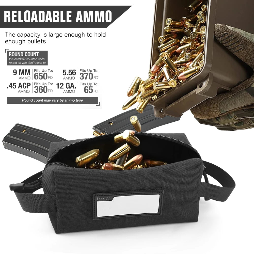 Tactical Rifle Cartridge Wallet - 1000D Ammo Pouch Bullet Carrier Bag for EDC Tools, Medical Supplies - Hunting Utility Handbag