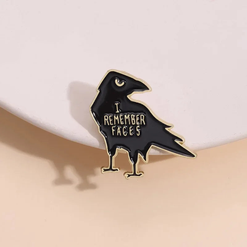 Black Raven Alloy Enamel Pin – Animal Metal Brooch for Clothes, Lapel & Accessories