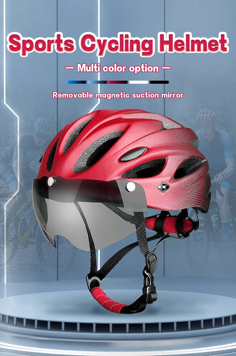 X-TIGER Cycling Helmet – Ultralight MTB Bike Helmet with LED Lights, Integrally-Molded Sports Safety Hat & Goggles Visor
