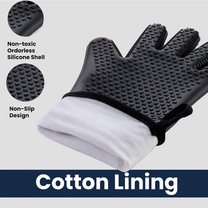 Heat-Resistant Silicone Gloves – Non-Slip Oven Mitts for Kitchen, BBQ, Baking & Cooking with Canvas Stitching
