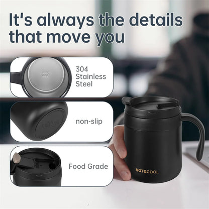 350/500ml Stainless Steel Insulated Coffee Mug with Handle - Tumbler and Thermos for Coffee and Tea