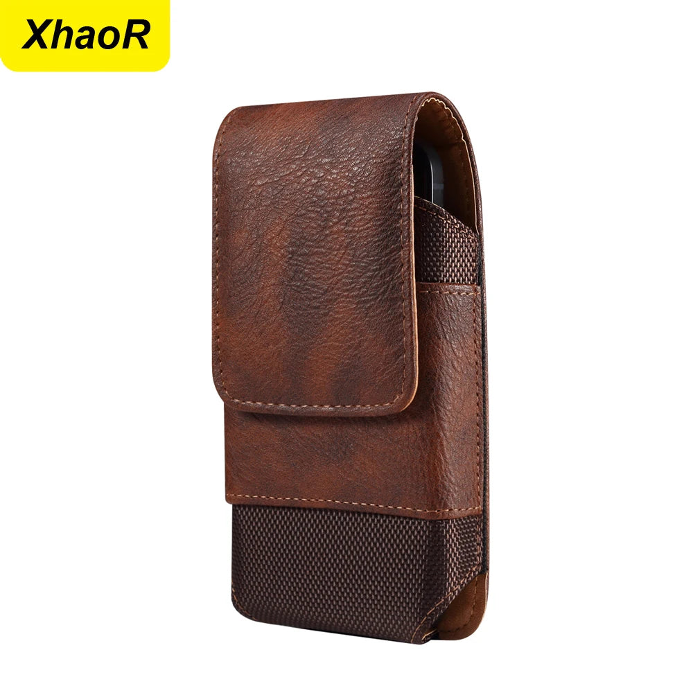 Universal Leather Waist Bag – Mobile Phone Belt Clip Case for iPhone 15, 14, 13, 12 Pro Max, Samsung Galaxy S22, S23, Xiaomi, Huawei